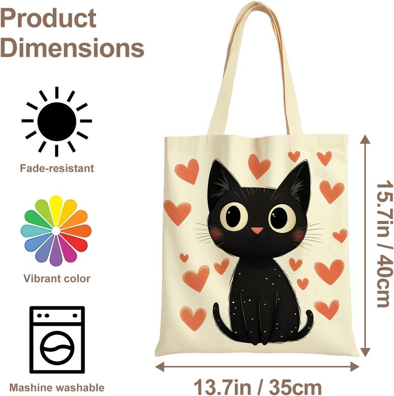 ANNA QUEEN Cat Tote Bag Shoulder Bag Handle Bag for Gym Yoga Picnic Beach Kitchen Reusable - Image 3